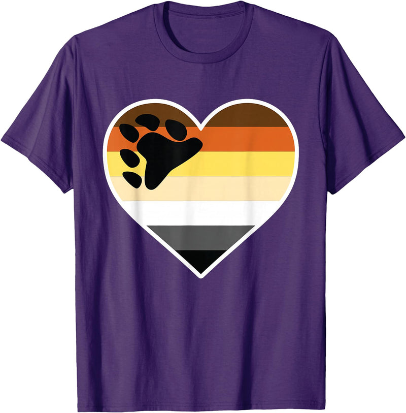 Bear Gift for LGBT Member LGBTQ Bear Flag Heart - LGBTQIA+ Pride Month Bear T-Shirt - Purple