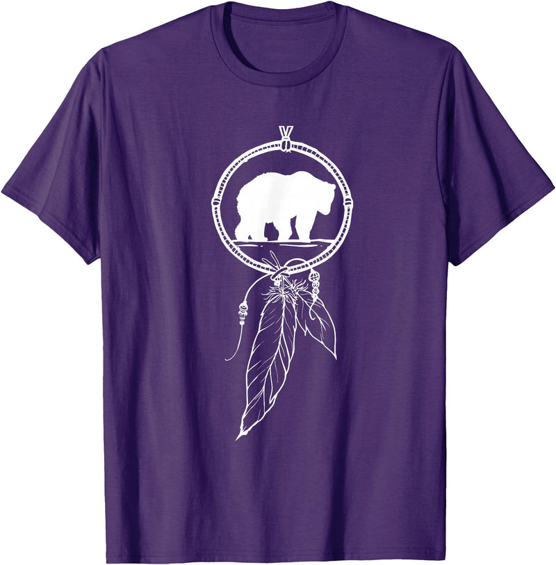 American Indian Shirts by CrushRetro Native American Dreamcatcher Bear Women Men Kids T-Shirt - Purple