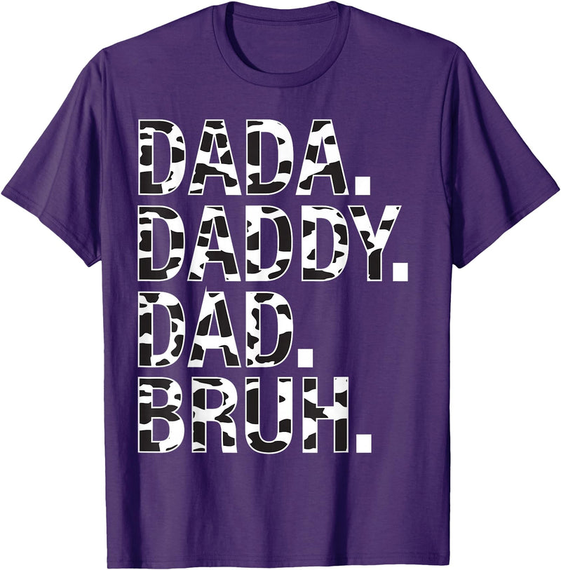 Highland Cow Dad Shirt Dad Cow Print Father's Day Dad Dada Daddy Bruh Papa Cow Daddy Love Cows Dad Cow Print T-Shirt - Purple