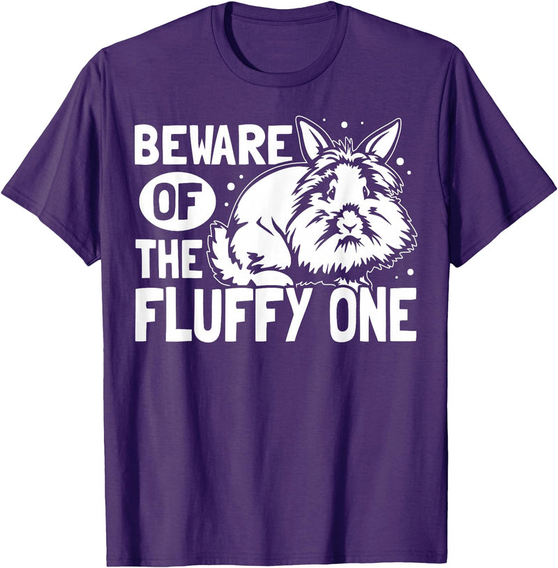 Beware of the Fluffy One - Lionhead Rabbit T-Shirt in Purple