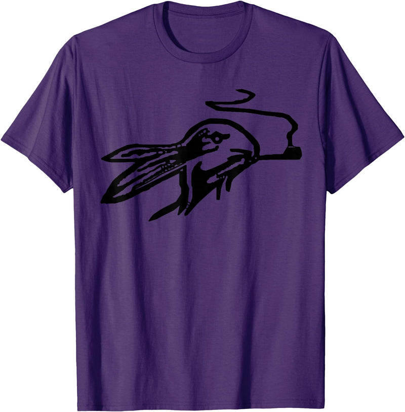 Rabbit Smoking a Pipe T-Shirt in Purple