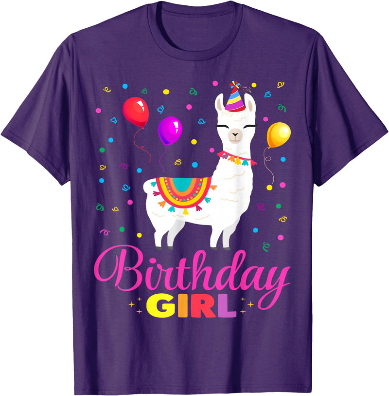Birthday Llama Shirts Gift Cute Llama Shirt Party Animal Funny Gift for Birthday Girl T-Shirt - Purple