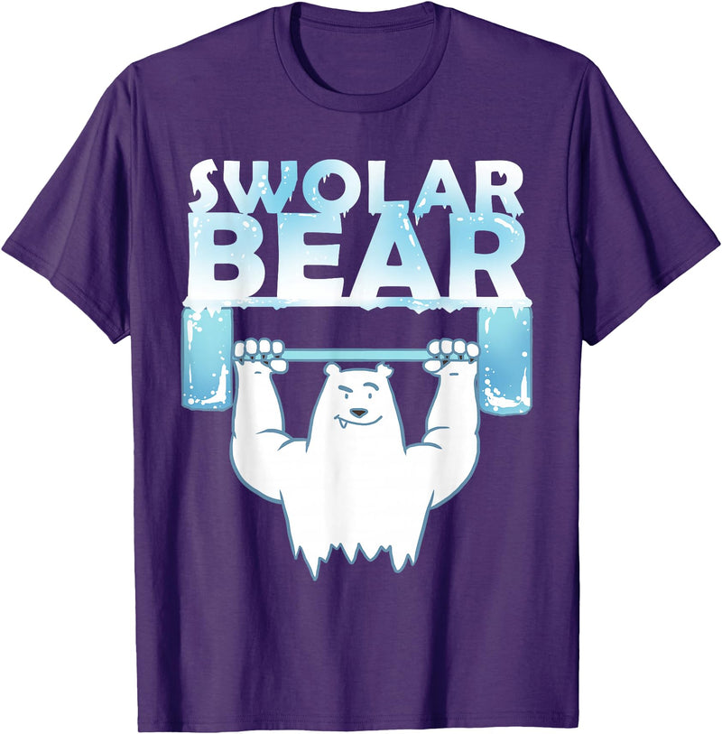 Funny Weightlifter Tees Funny Polar Bear Swolar Bear Lifting Tshirt T-Shirt - Purple