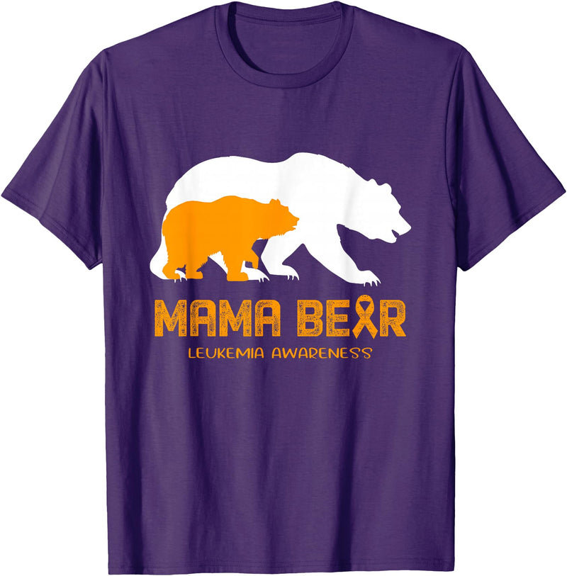 LEUKEMIA Awareness T-Shirt Mama Bear LEUKEMIA Awareness Shirt For Women Men T-Shirt - Purple