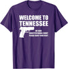 Welcome To Tennessee Bear Arms Gifts Welcome To Tennessee Pro Gun T-Shirt - Purple