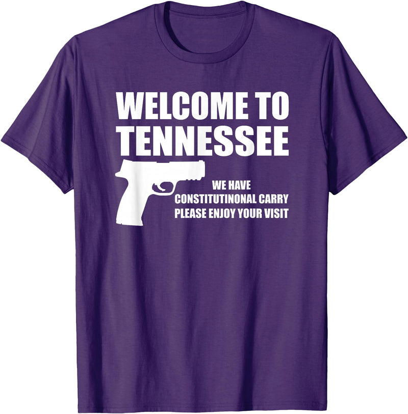 Welcome To Tennessee Bear Arms Gifts Welcome To Tennessee Pro Gun T-Shirt - Purple