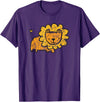 Animal Collection. Cute Lion Shirt Funny Kids Animal Drawing T-Shirt - Purple