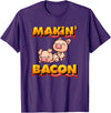 BW Funny Tops Makin' Bacon Pig Funny Meatarian T-Shirt - Purple