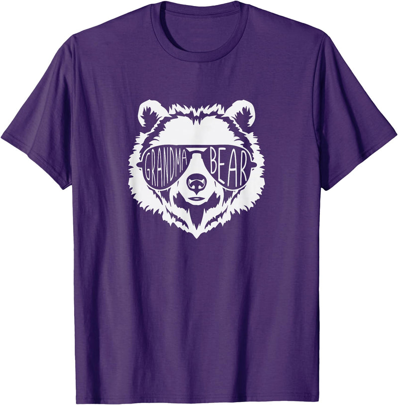 grandma Bear Family Apparel Grandma Bear Face with Sunglasses T-Shirt - Purple