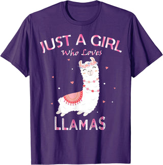 Just A Girl Who Loves Llamas Gift Shirt Just A Girl Who Loves Llamas T-Shirt Gift For Llama Gift Tee T-Shirt - Purple
