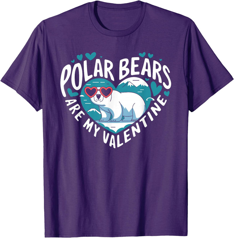 Funny Polar Bear Lover Apparel Polar Bears Are My Valentine Cute Polar Bear Valentines Day T-Shirt - Purple