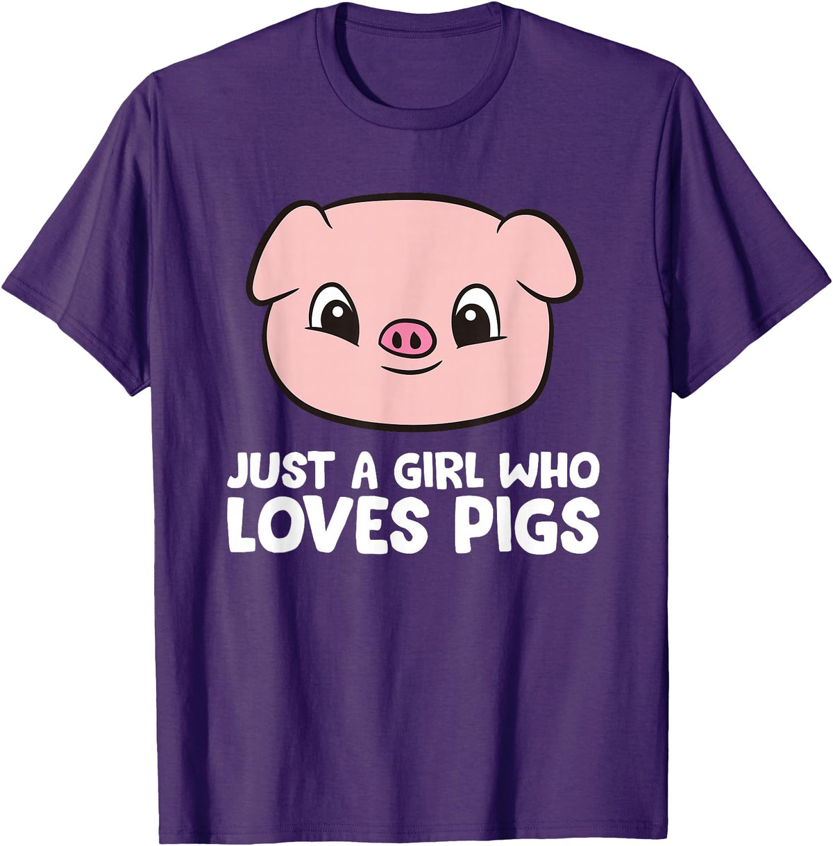 Funny Pigs Gifts And Pig Farmer Apparels Pigs Farmer Girl Just a Girl Who Loves Pigs T-Shirt - Purple