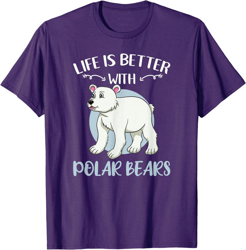 Hiking Lover Design Life is Better with Polar Bears T-Shirt - Purple