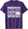 Arguing With An Engineer Pig In Mud Shirts Arguing with an Engineer Wrestling a Pig in the Mud T-Shirt - Purple
