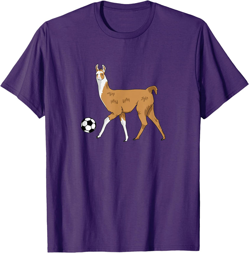 Cute Soccer Llama Tees Soccer Llama Futbol Llama T-Shirt - Purple