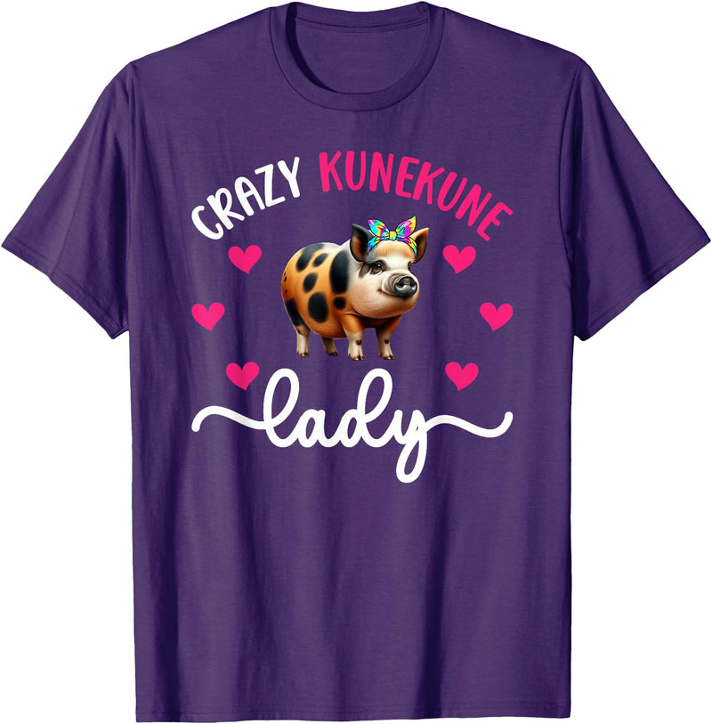 Funny Kunekune Pigs For Kunekune Pig Mom Crazy Kunekune Lady Kunekune Pig Mom Kunekune Pig Lover T-Shirt, Small - Purple