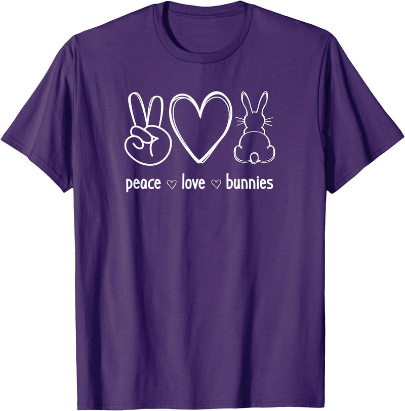 Peace Love Bunnies, Funny, Jokes, Sarcastic Sayings T-Shirt in Purple