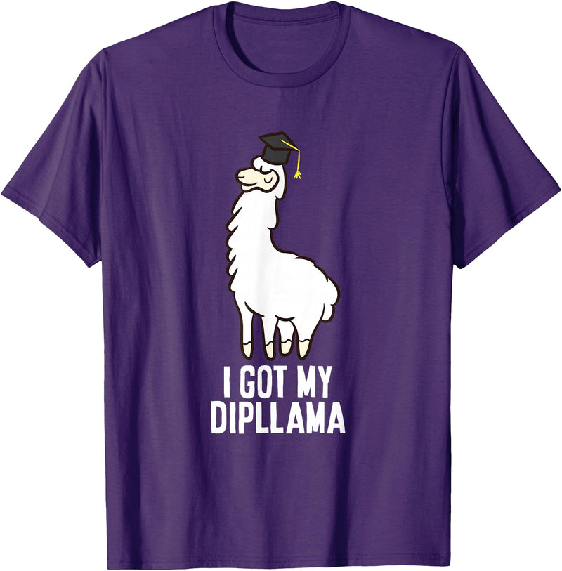 Funny Llamas Gifts LLama Graduation I Got My Dipllama Cute Llama T-Shirt - Purple