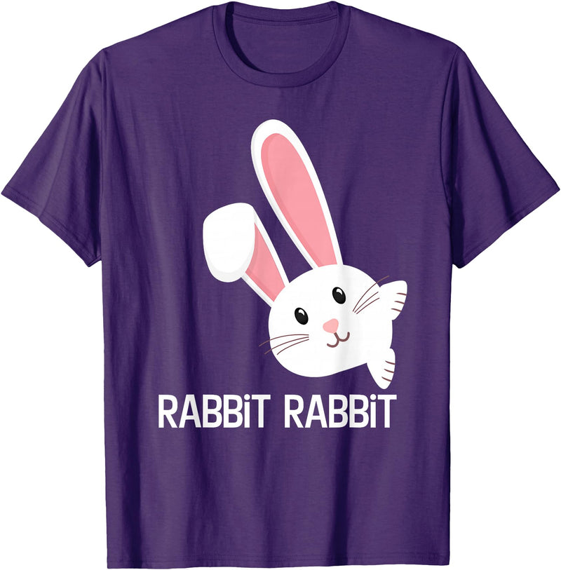 Rabbit First Day of the Month Good Luck Phrase T-Shirt in Purple