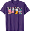 Easter Coffee Iced Latte Bunnies Cute Rabbit Men Women Kids T-Shirt in Purple