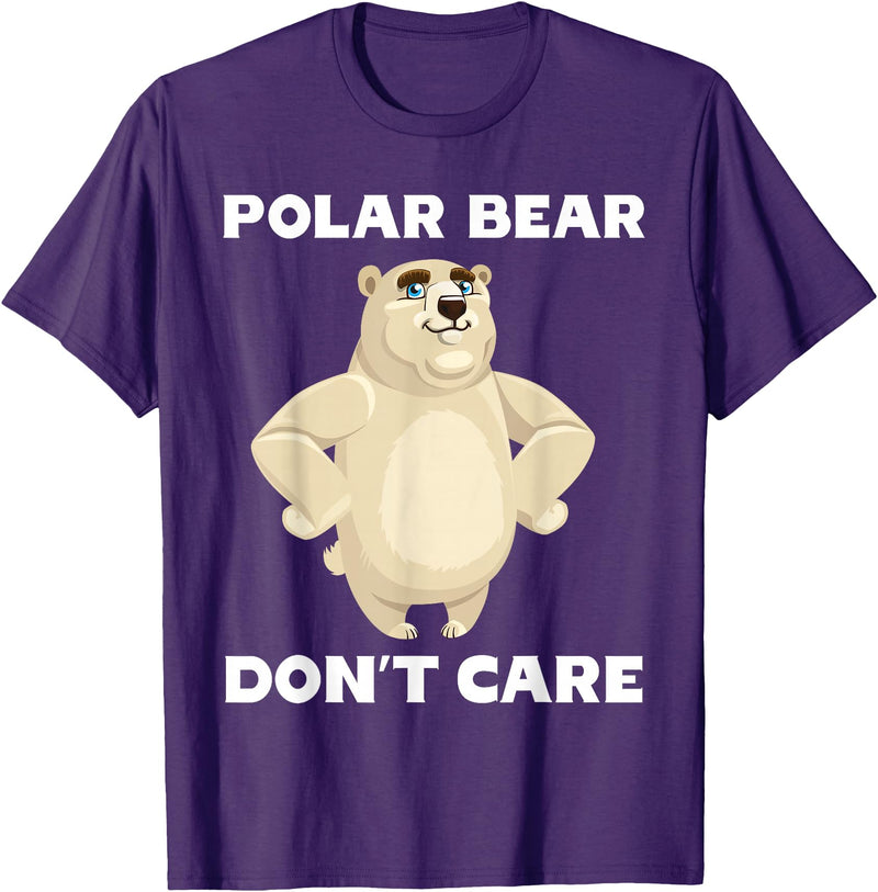 FUNNY POLAR BEAR PRODUCTS Polar Bear Don't Care Funny Quote Saying Slogan Phrase Joke T-Shirt - Purple
