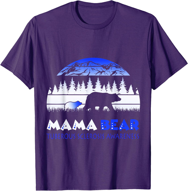 Mama Bear Retro Tuberous Sclerosis Awareness T-Shirt - Purple