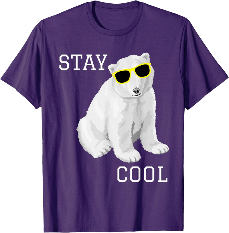 Cool bleiben Eisbär Stay Cool Cute Baby Polar Bear Cub with Sunglasses T-Shirt - Purple