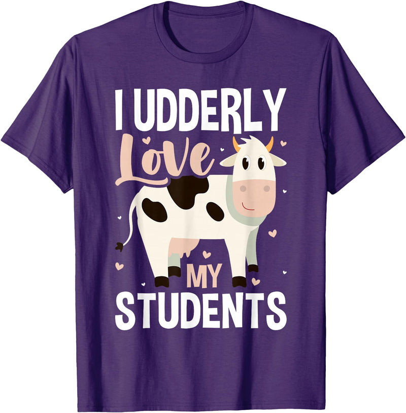 Cow Lover Gift Co. Cow Teacher Lover T-Shirt - Purple
