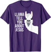 BDAZ Llama Tell You About Jesus Funny Christian Bible Gospel T-Shirt - Purple