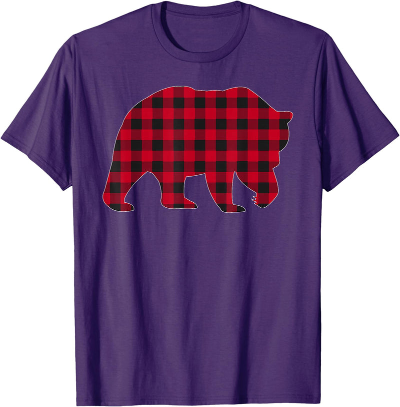 Christmas Family Matching Gift by AAM Red Plaid Bear Christmas Matching Buffalo Family Pajama T-Shirt - Purple