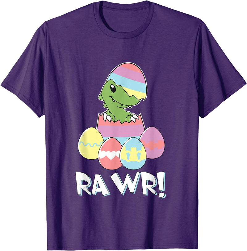 Easter Egg Hunter Dinosaur Dino Easter T-Rex Rabbit Bunny T-Shirt in Purple