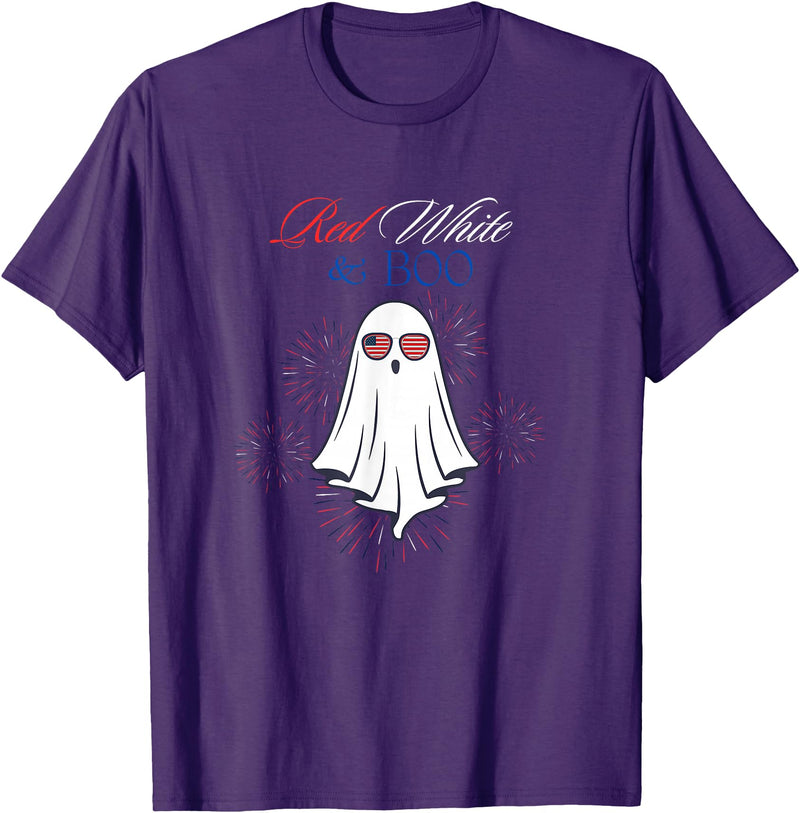 Red White Boo Red White And Boo Ghost 4th Of July Independence Day Top T-Shirt - Purple