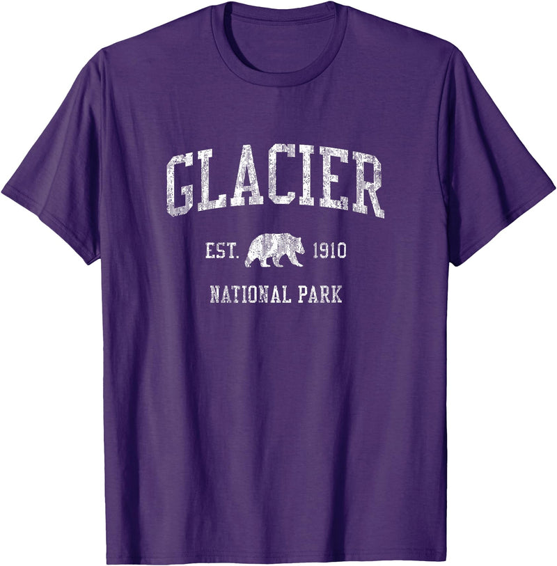 Jim Shorts Glacier National Park T-Shirt Vintage Sports Design Tee T-Shirt - Purple