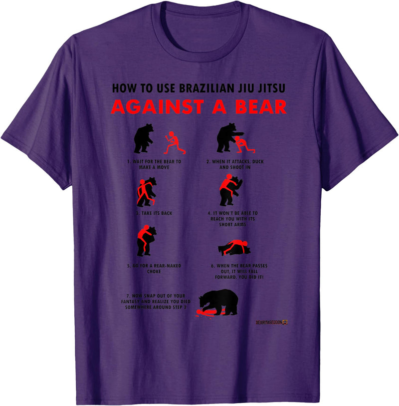 Bearmageddon How to Use BJJ Against a Bear T-Shirt - Purple