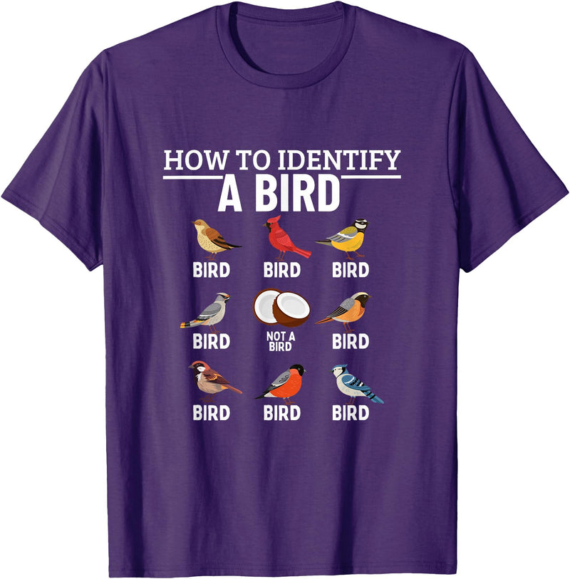 Funny Birding Watch Designs How to Identify A Bird Funny Bird Watching T-Shirt - Purple