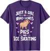 Pigs Memme Pigs And Ice Skating Gifts for Girls Women T-Shirt - Purple