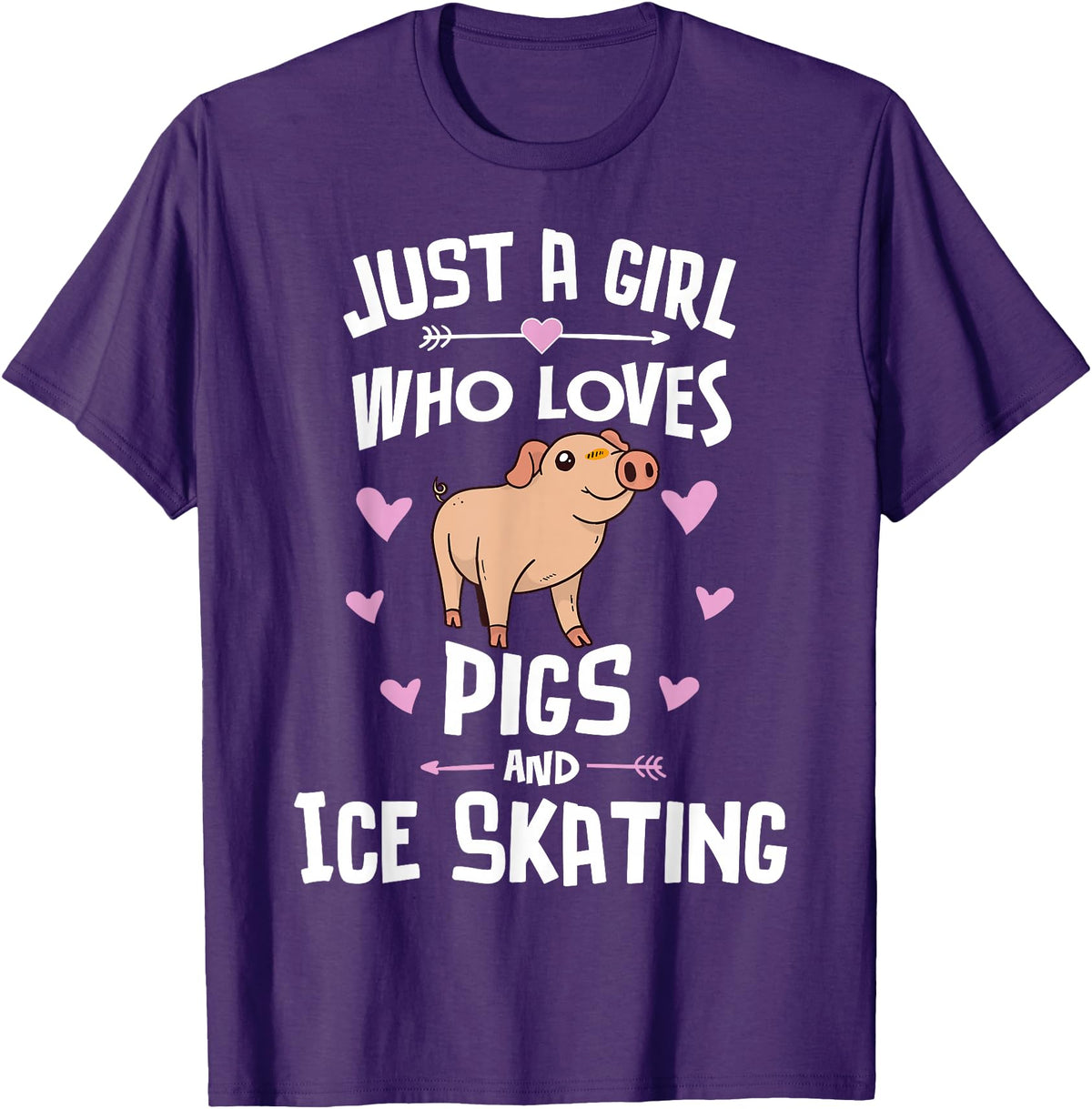 Pigs Memme Pigs And Ice Skating Gifts for Girls Women T-Shirt - Purple