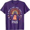 Cute Clothing With Pigs For Girls Just A Girl Who Loves Pigs Rainbow Gifts For Pig Lover Women T-Shirt - Purple