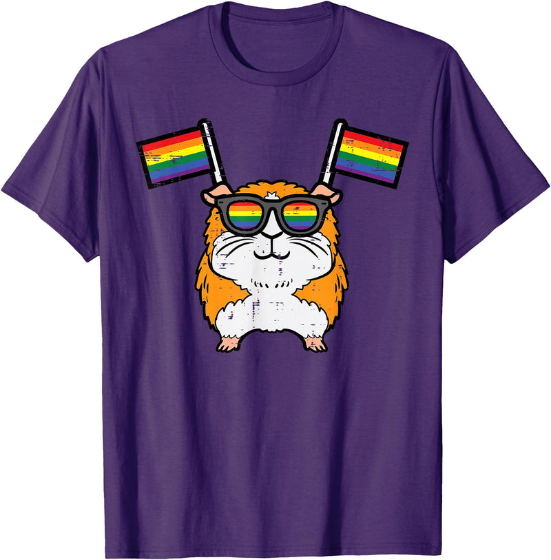 Gay Pride Shirts LGBTQ Ally LGBT Men Women Gift Gay Guinea Pig Rainbow Flag LGBT Pride Month Men Women Kids T-Shirt - Purple