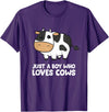 Funny Cow Lover Gifts Just a Boy Who Loves Cows T-Shirt - Purple