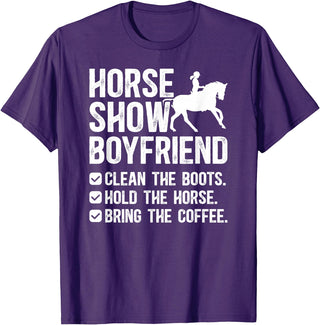 Funny Anniversary For Horse Show Boyfriend Horse Show Boyfriend Funny Equestrian Boyfriend T-Shirt - Purple