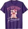 Pig Birthday 21 Cute Piggy Barn Party Apparel Pig 21st Birthday Princess Farm Party Hog Farmer Barnyard T-Shirt - Purple