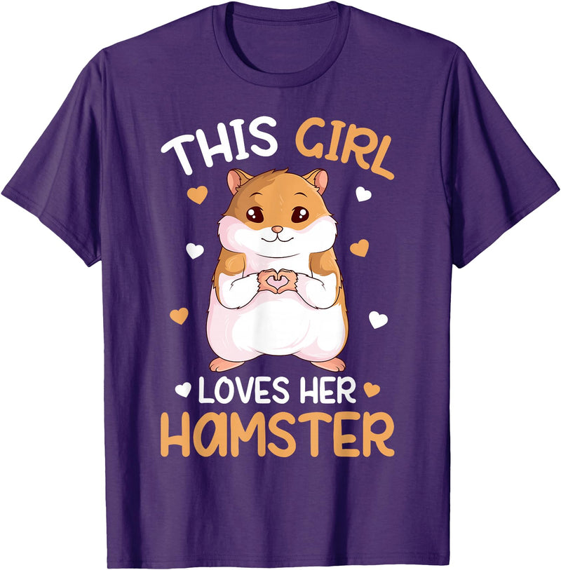 This Girl Loves Her Hamster Hammy Girls Hamster Lover T-Shirt - Purple