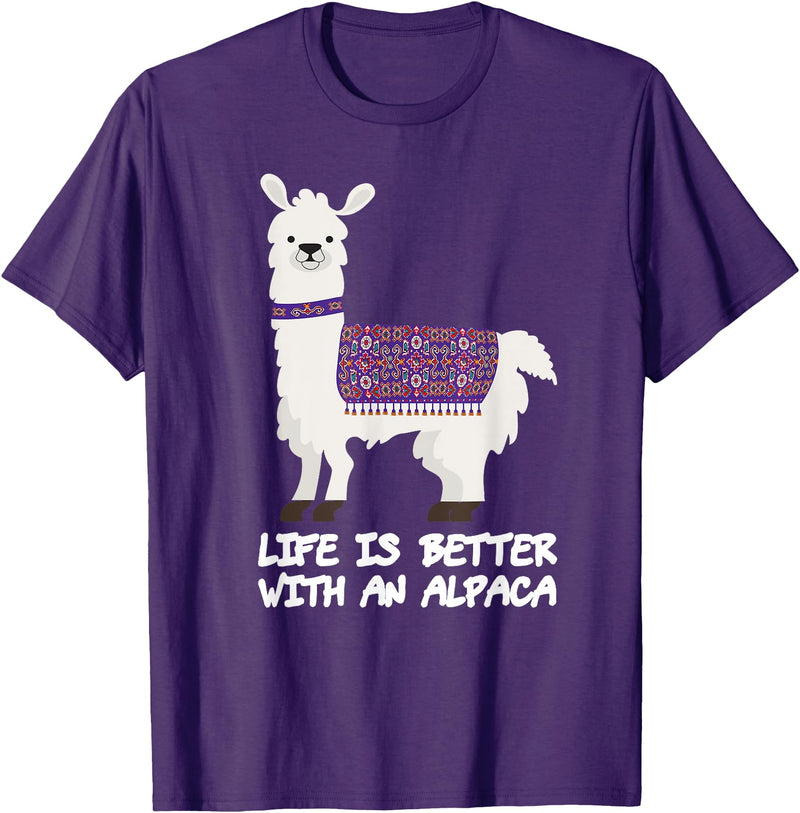 LLAMA T-SHIRT Life Is Better With An Alpaca T-Shirt Birthday Gift Idea - Purple