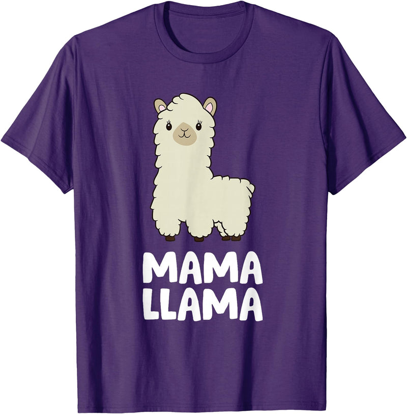 Llama Mama And Llama Papa Gifts Women Llama Mom Mama Llama T-Shirt - Purple