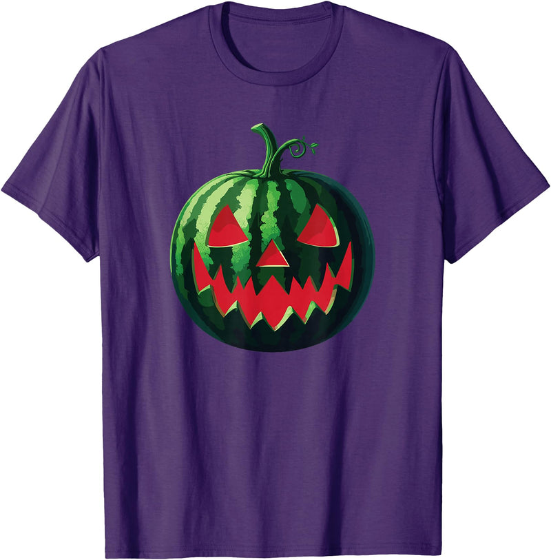 Almost Halloween Summerween Spooky Summer Watermelon Jack-O-Lantern Halfway to Halloween T-Shirt - Purple