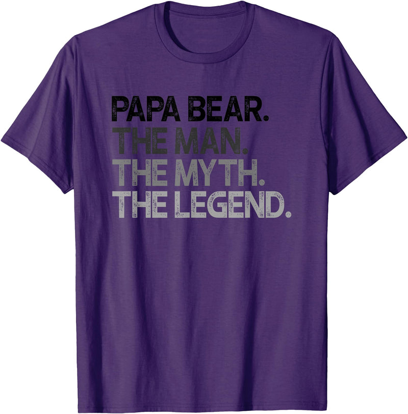 Papa Bear Gifts Papa Bear The Man The Myth Legend Gift T-Shirt - Purple