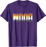 "WOOF!" Gay Bear Pride Flag Text T-Shirt