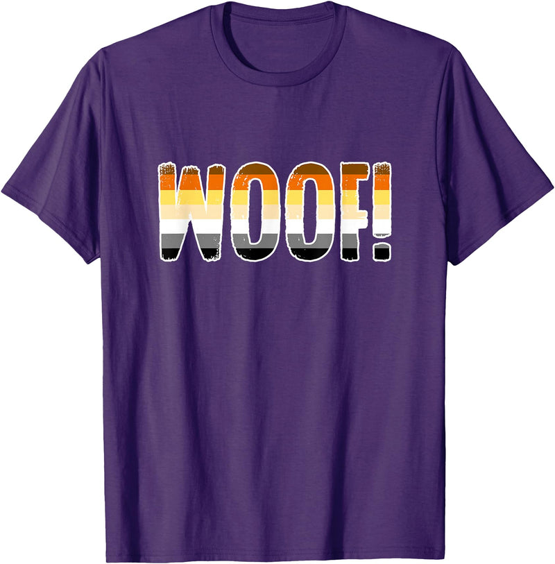 Gay Bear Apparel Woof! - Funny Gay Pride Bear T-Shirt - Purple