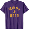 Threadrock Wings & Beer Funny Buffalo Chicken Lover Beer Drinker T-Shirt - Purple